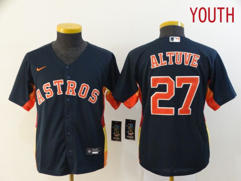 Youth Houston Astros #27 Altuve Blue Nike Game MLB Jerseys